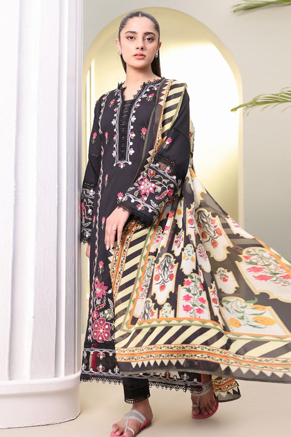 Zellbury Unstitched 3 Piece Summer Lawn Vol-03 Collection'2025-WUS-0148 - Black
