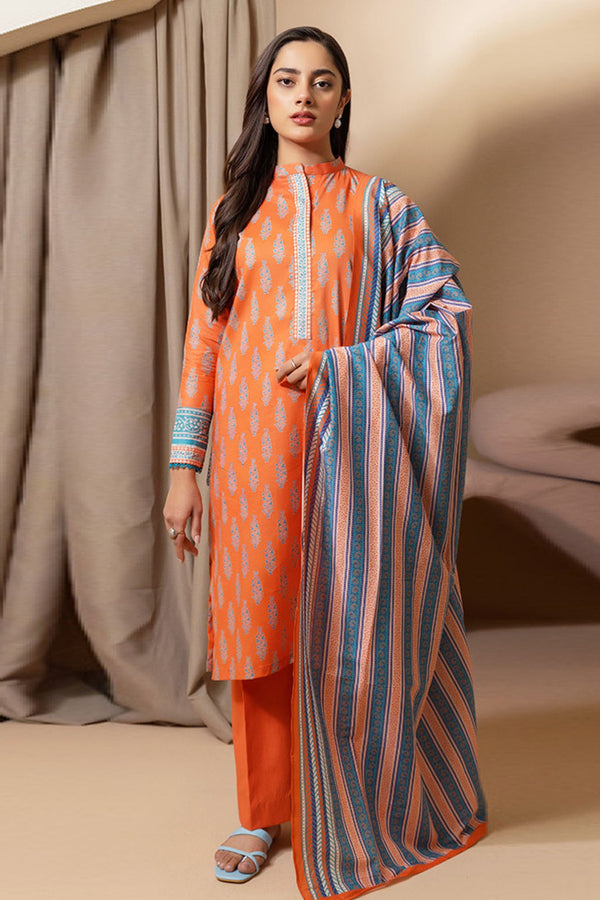Zellbury Unstitched 3 Piece Summer Lawn Vol-03 Collection'2025-WUS-0186 - Orange