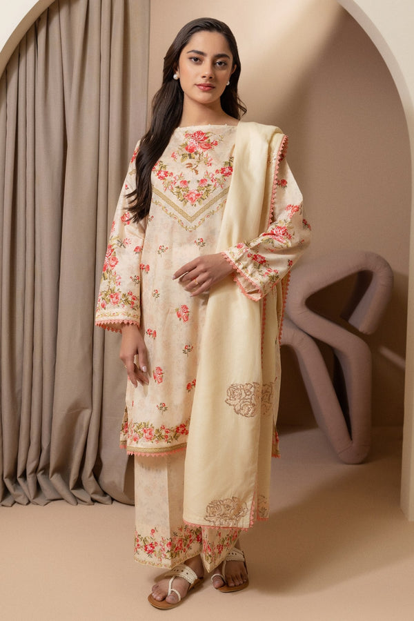 Zellbury Unstitched 3 Piece Summer Lawn Vol-03 Collection'2025-WUS-0209 - Off White
