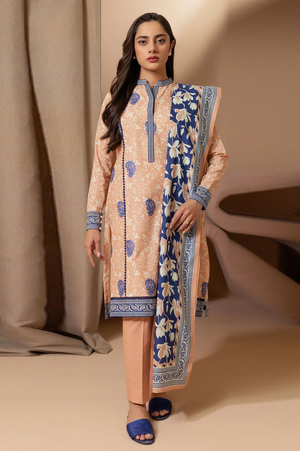 Zellbury Unstitched 3 Piece Lawn Vol-04 Collection'2025-WUS-0212 - Peach