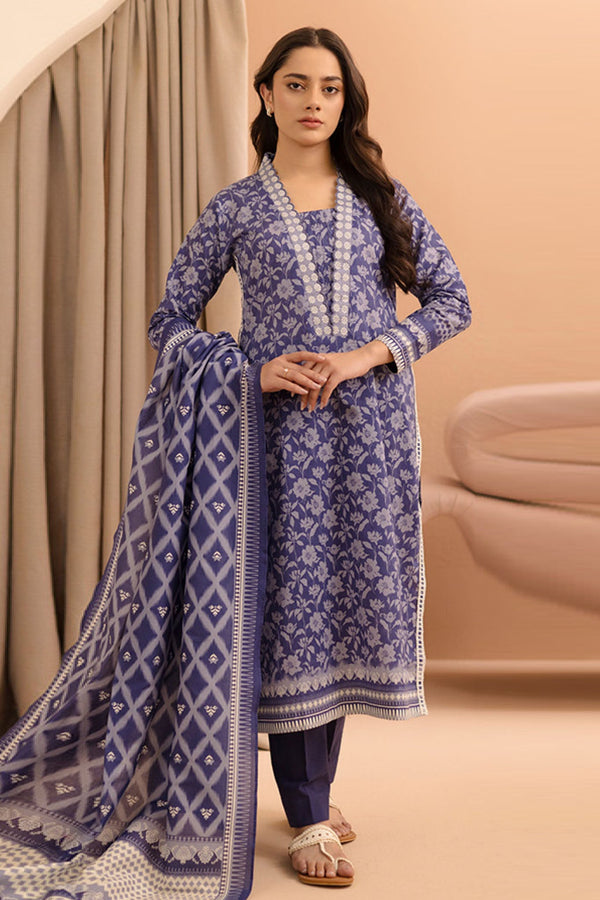 Zellbury Unstitched 3 Piece Summer Lawn Vol-03 Collection'2025-WUS-0260 - Navy Blue