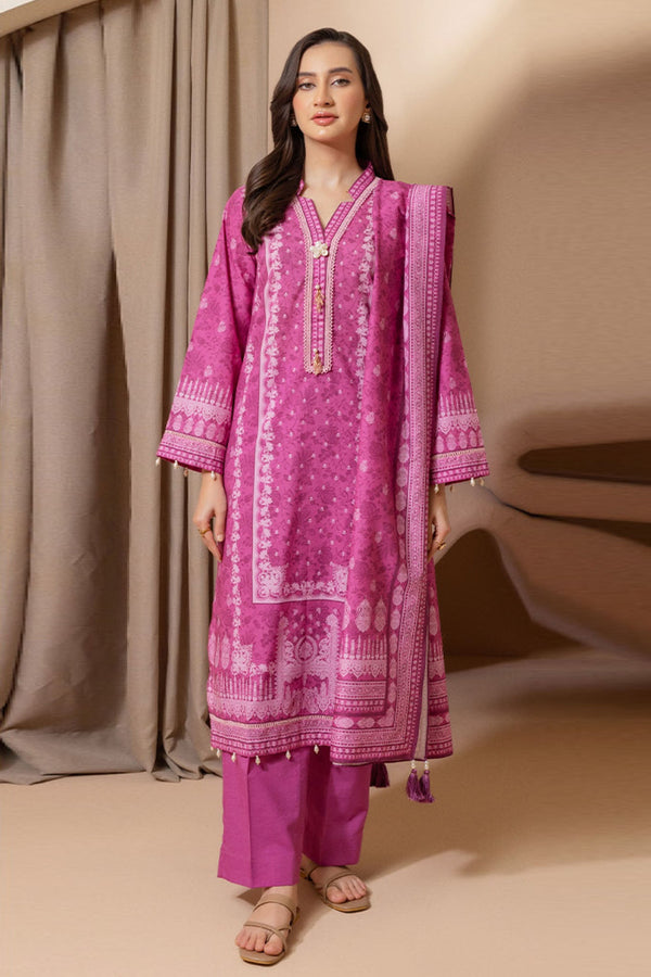 Zellbury Unstitched 3 Piece Summer Lawn Vol-03 Collection'2025-WUS-0261 - Dark Pink