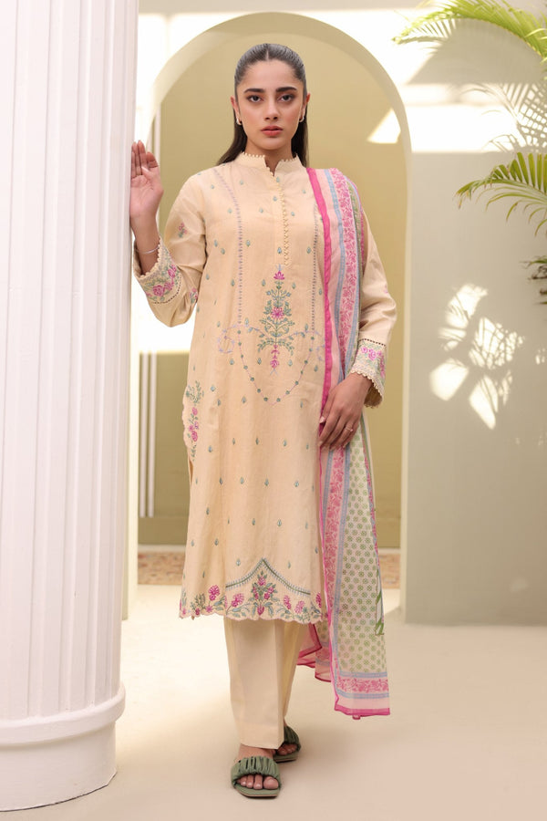 Zellbury Unstitched 3 Piece Summer Lawn Vol-03 Collection'2025-WUS-0279 - Cream