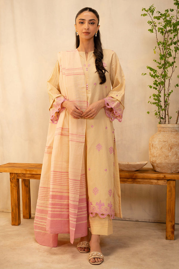 Zellbury Unstitched 3 Piece Summer Lawn Vol-02 Collection'2025-WUS-0280 -  Cream