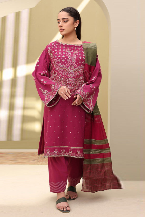 Zellbury Unstitched 3 Piece Lawn Vol-04 Collection'2025-WUS-0286 - Dark Pink