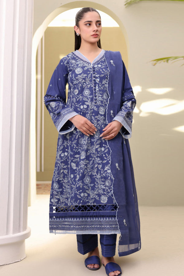 Zellbury Unstitched 3 Piece Summer Lawn Vol-03 Collection'2025-WUS-0297 - Navy Blue