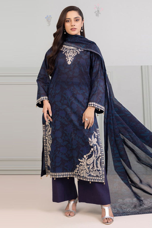 Zellbury Unstitched 3 Piece Lawn Vol-04 Collection'2025-WUS-0339 - Navy Blue