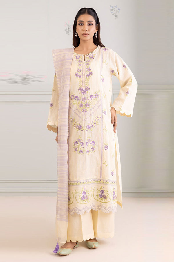 Zellbury Unstitched 3 Piece Lawn Vol-04 Collection'2025-WUS-0345 - White