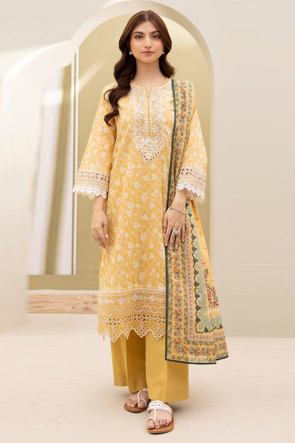 Zellbury Unstitched 3 Piece Lawn Vol-04 Collection'2025-WUS-0398 - Mustard