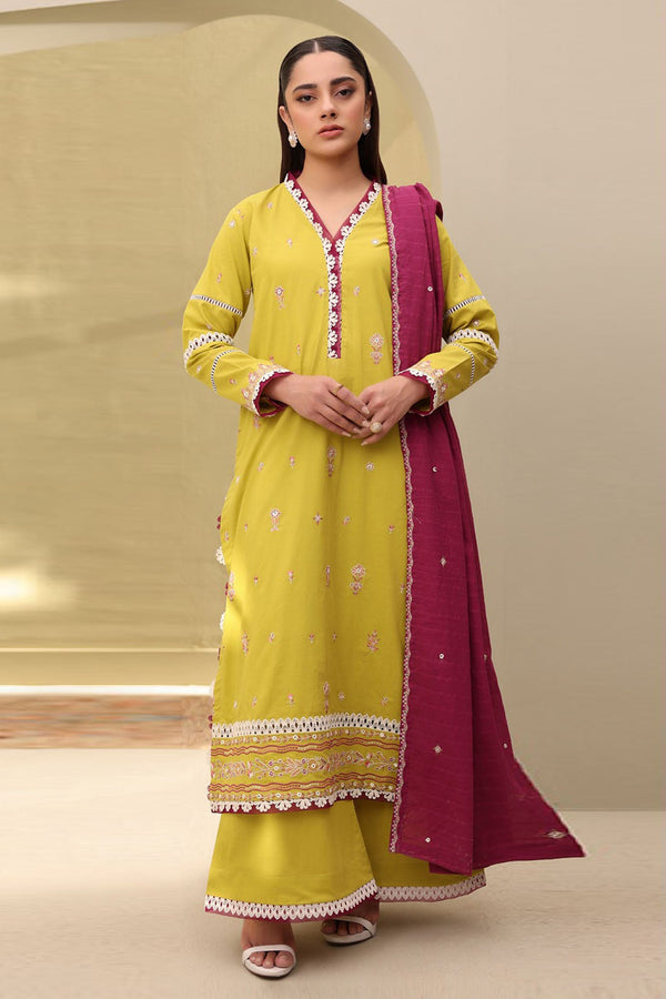 Zellbury Unstitched 3 Piece Lawn Vol-04 Collection'2025-WUS-0819 - Lemon