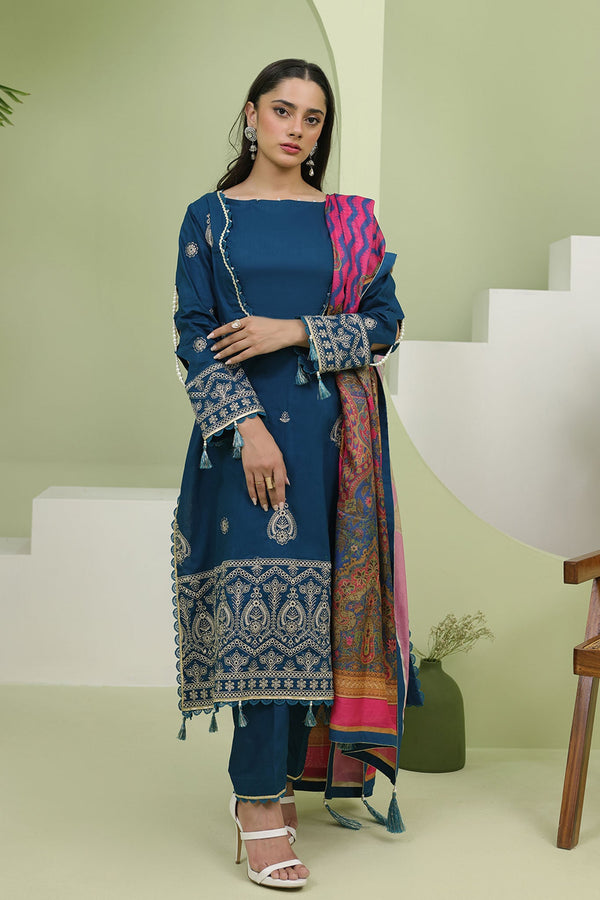 Zellbury Unstitched 3 Piece Summer Collection'2025-WUS-1277 - Navy Blue