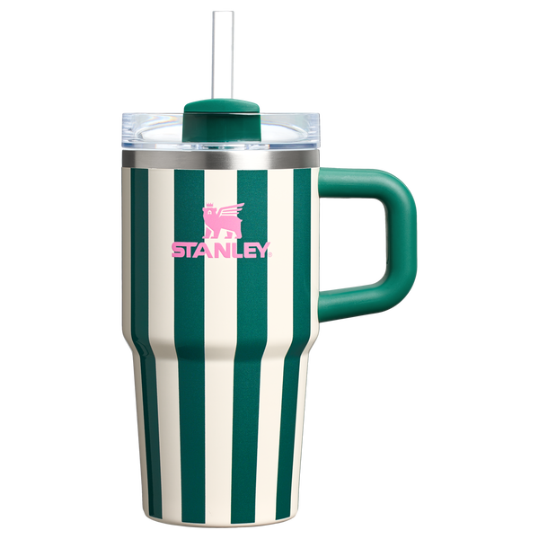 Home.Co - Mini Stanley Quencher H2.0 Tumbler 20 oz -Cabana Stripes Emerald