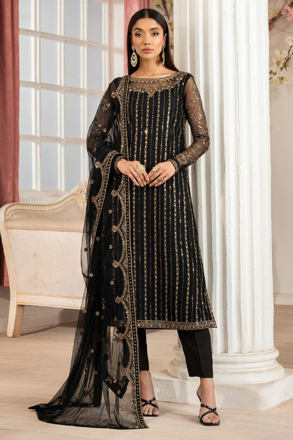 Heer By Zarif Unstitched 3 Piece Formals Collection'2025-Z-02-Yasna - Black