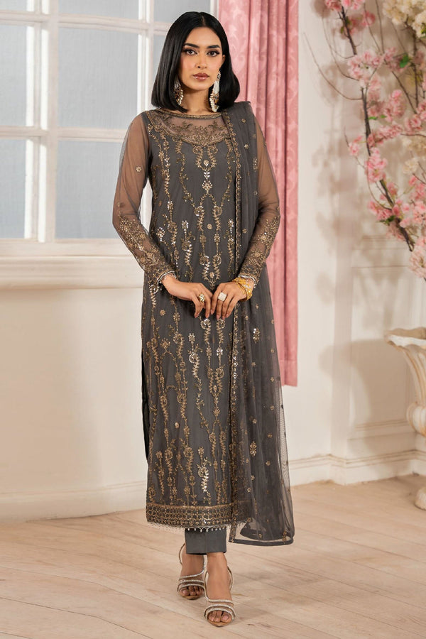 Heer By Zarif Unstitched 3 Piece Formals Collection'2025-Z-04-Soraya - Grey