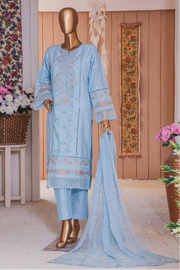 Bin Saeed Stitched 3 Piece Dhagga Kari Summer Collection'2023-ZDS-013-B-Ferozi