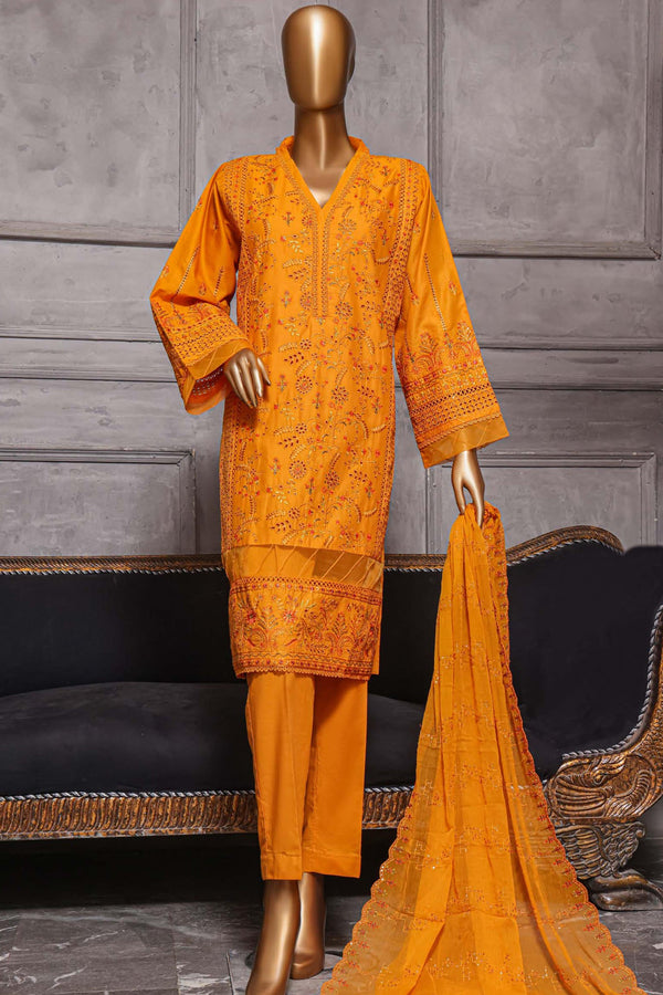 Bin Saeed Stitched 3 Piece Dhagga Kari Summer Collection'2023-ZDS-02-B-Yellow