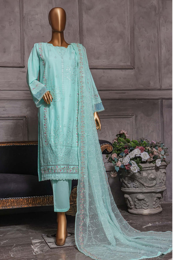 Bin Saeed Stitched 3 Piece Dhagga Kari Summer Collection'2023-ZDS-03-A-Ferozi