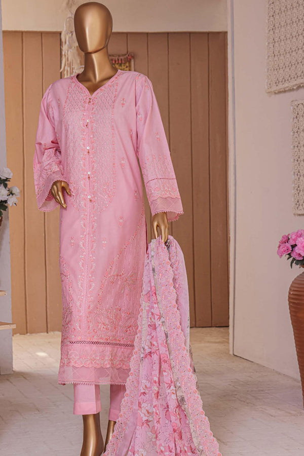 Bin Saeed Stitched 3 Piece Dhagga Kari Summer Collection'2023-ZDS-07-A-Pink