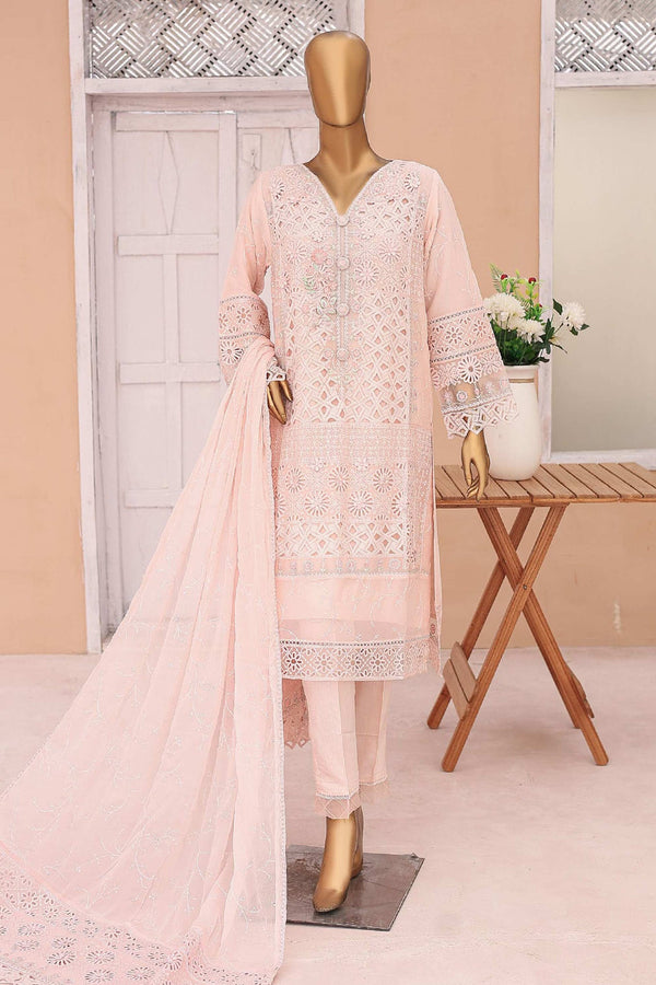Gira By Bin Saeed Stitched 3 Piece Luxury Emb Chiffon Collection'2024-ZEFC-982-Pink
