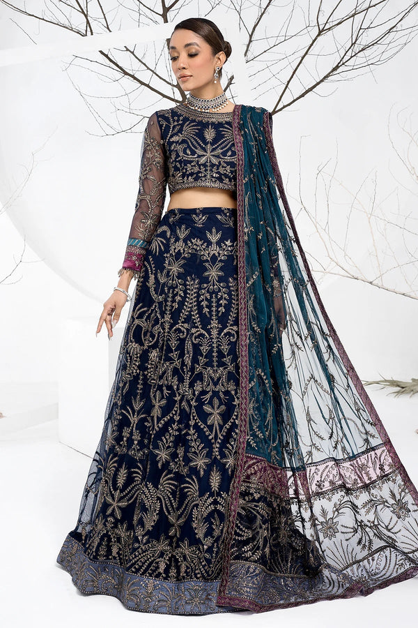 La Celeste by Zarif Unstitched Luxury Formal Collection'2023 ZLC 01 BLUEBERRY
