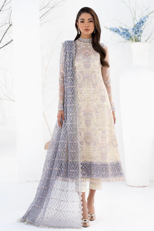 La Celeste by Zarif Unstitched Luxury Formal Collection'2023 ZLC 02 PEARL WHITE
