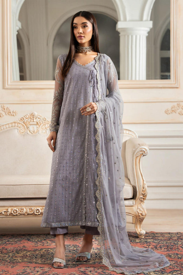 Nafees By Zarif Unstitched 3 Piece Luxury Formals Collection-ZNAF-01-Merve -  Light Purple