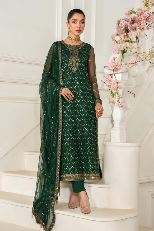 Nafees By Zarif Unstitched 3 Piece Luxury Formals Collection-ZNAF-03-Melisa -  Dark Green