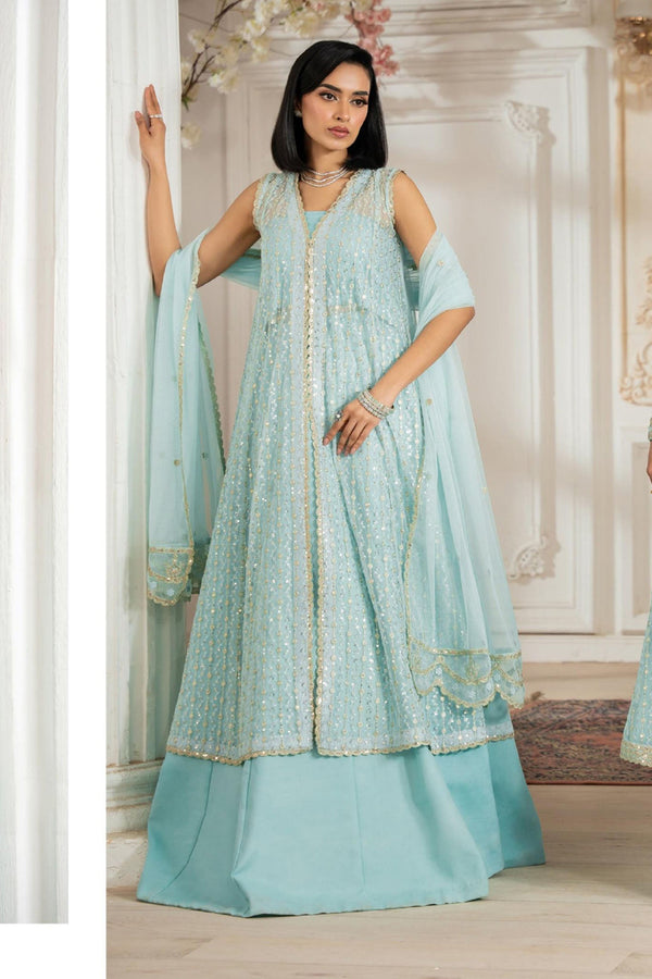 Nafees By Zarif Unstitched 3 Piece Luxury Formals Collection-ZNAF-04-Kerem -  Sky Blue