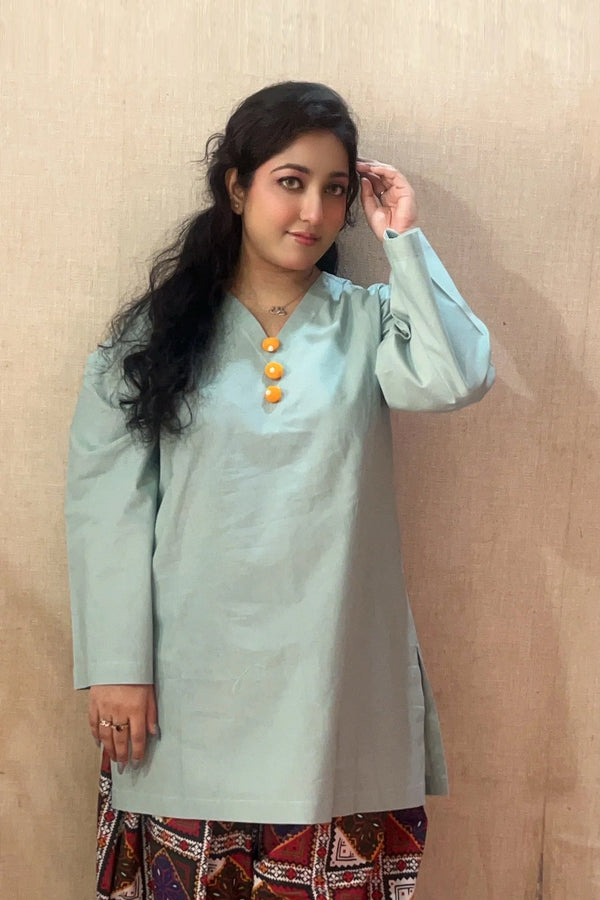 Urban Cut 2 Piece Cotton Solid And Printed Co- Ord Set With Farshi Shalwar