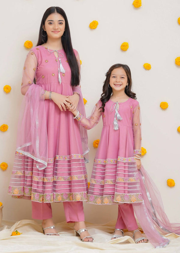 Modest Stitched 3 Piece Kids Formals Collection'2024-Gulabi