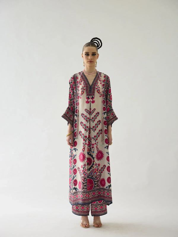 Zara Yamin Stitched 2 Piece Summer Collection-Lara Kaftan Set 2PCs