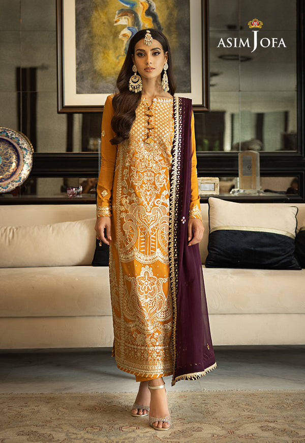 Asim Jofa Rang e Noor Ajrn-09 Embroidered Cotton Silk 3 Pcs