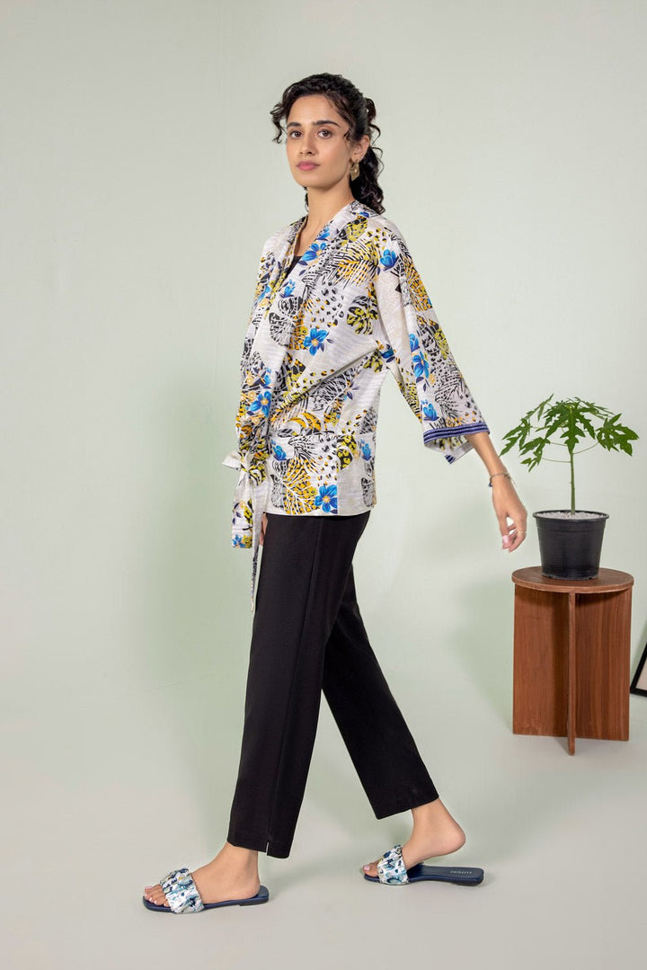 Sapphire- Printed Lawn Kimono