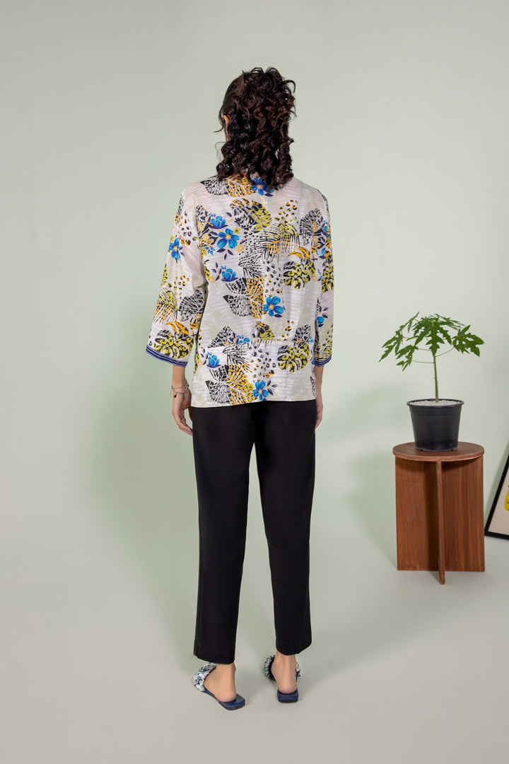 Sapphire- Printed Lawn Kimono