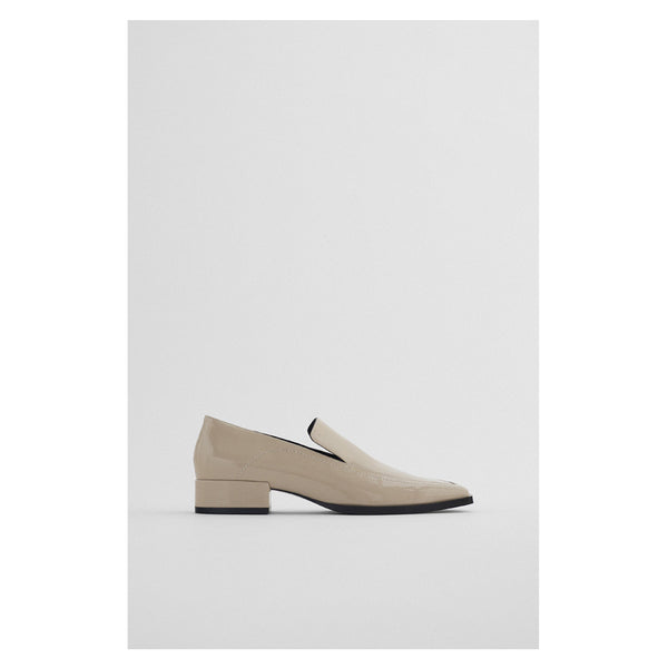 Zara- Low Heeled Squared Toe Patent Finish Shoes