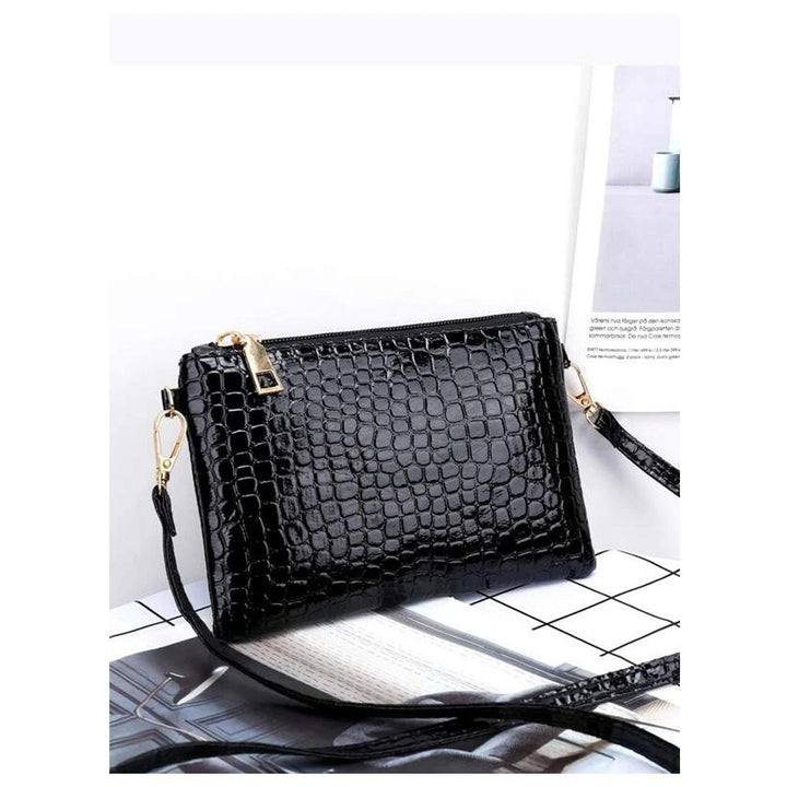 Shein- Croc Embossed Crossbody Bag- Black