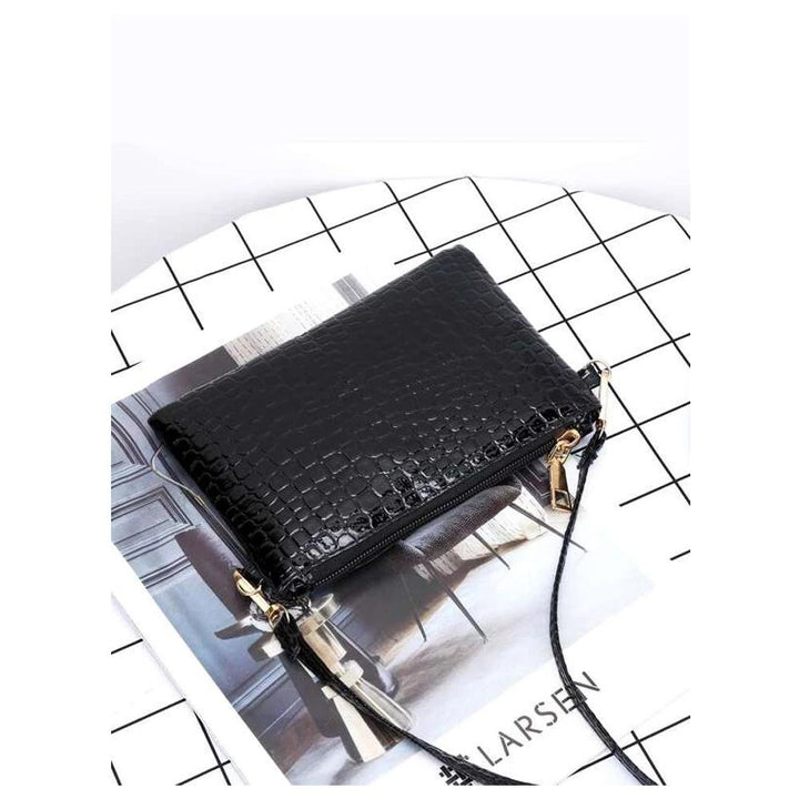 Shein- Croc Embossed Crossbody Bag- Black
