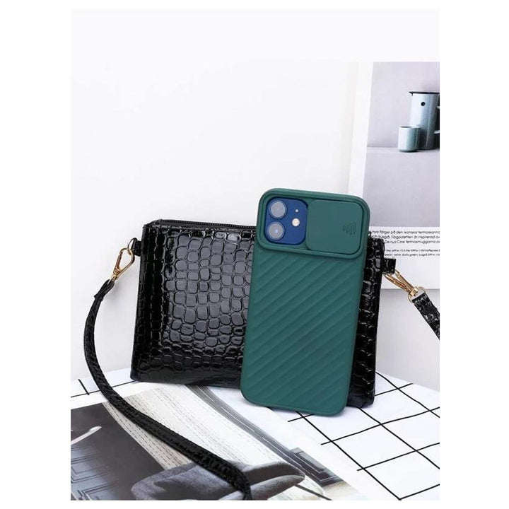 Shein- Croc Embossed Crossbody Bag- Black
