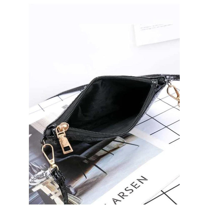 Shein- Croc Embossed Crossbody Bag- Black