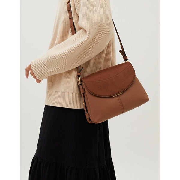 PARFOIS- Faux Suede Crossbody Bag With Flap Closure