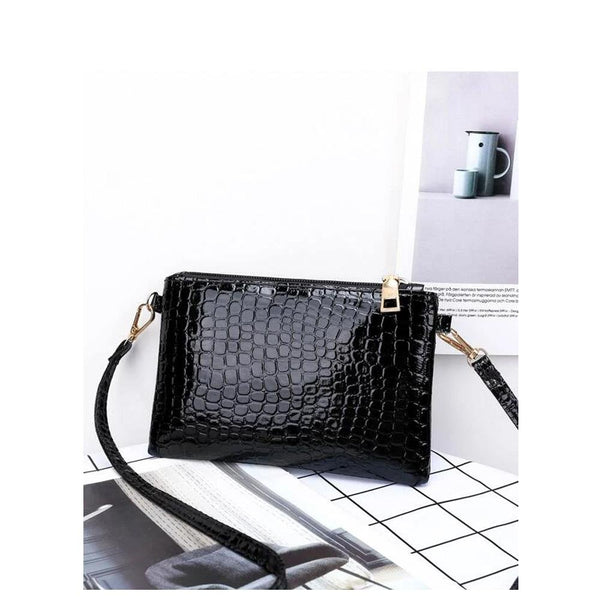 Shein- Croc Embossed Crossbody Bag- Black