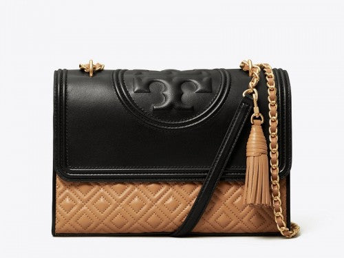 Tory Burch-Fleming Color block Shoulder Bag Ivory