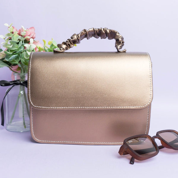 Shein - Crossbody Bag with Fluffy Handle - Gold