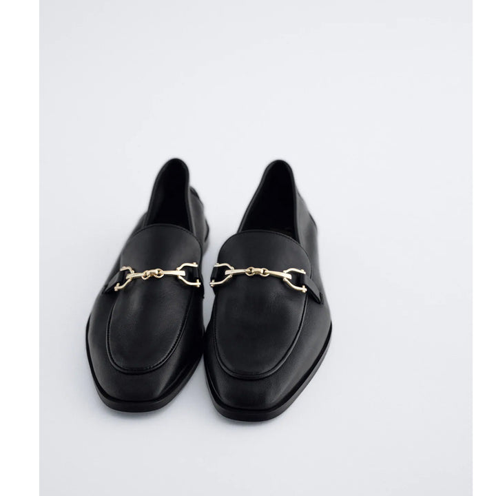 Zara- Leather Loafers With Buckle
