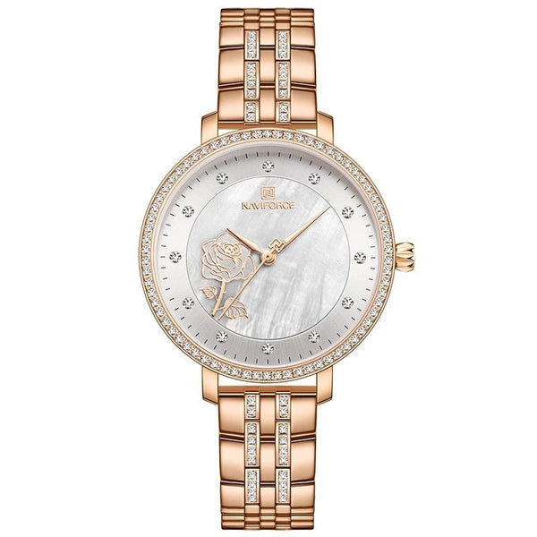 Naviforce- NF5017 RG/W Women's Stainless Steel Analog Wrist Watch