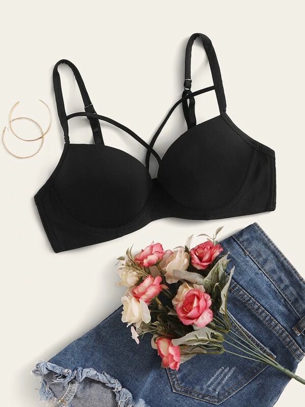 Shein- Criss-Cross Push-Up Bra With Underwire