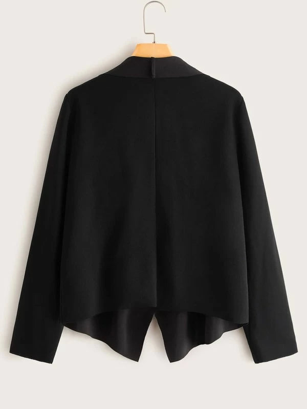 Shein- Jacket With Asymmetric Hem And Waterfall Neck