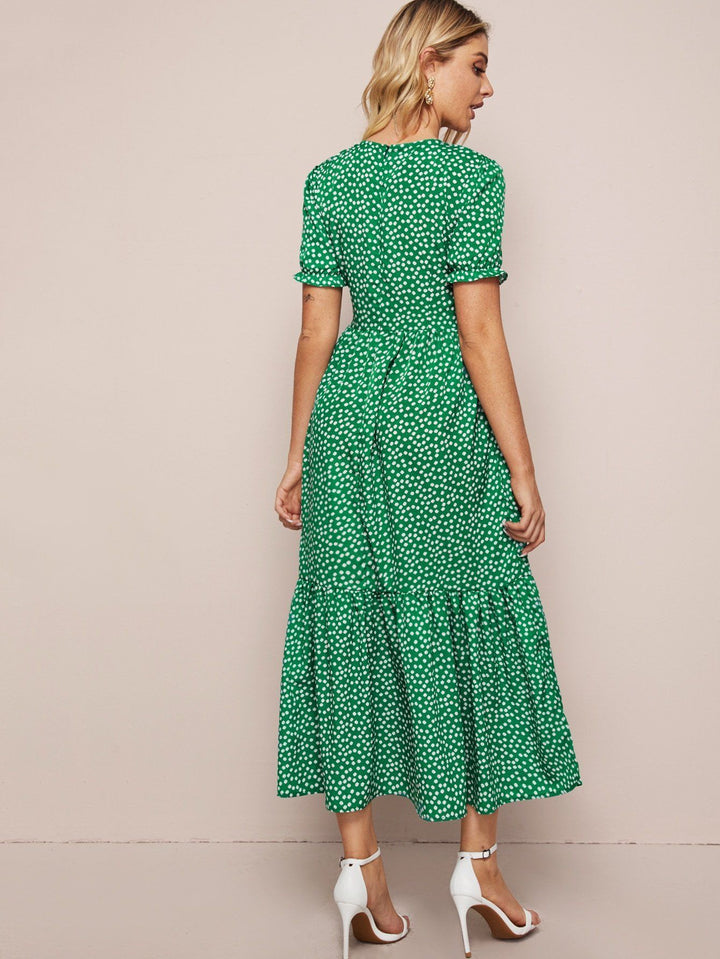 Shein- Ditsy Floral Flounce Hem DressN