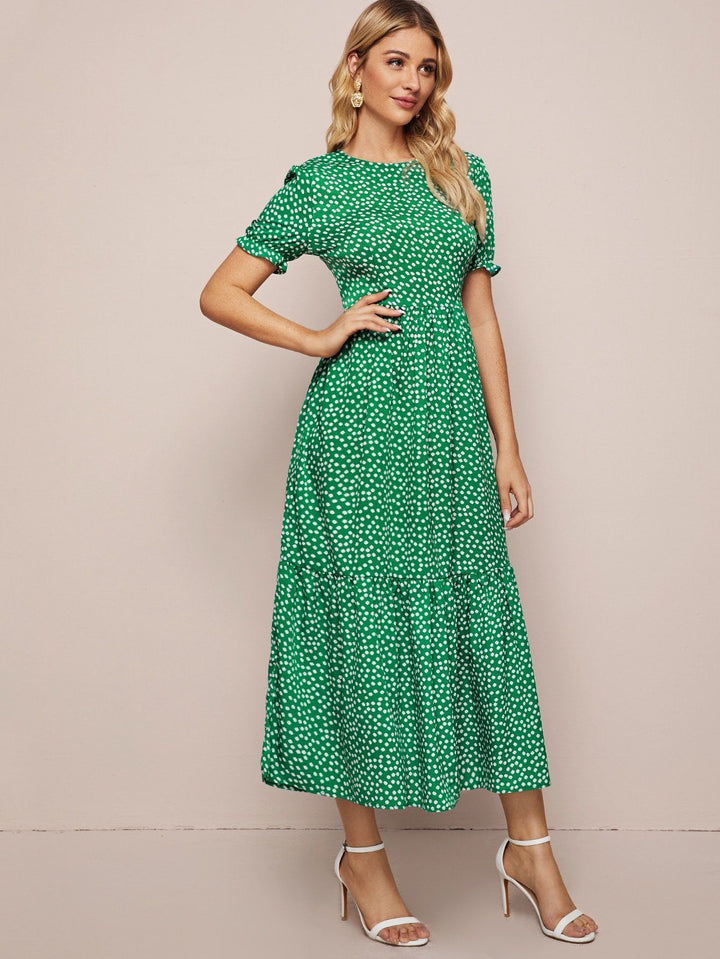 Shein- Ditsy Floral Flounce Hem DressN