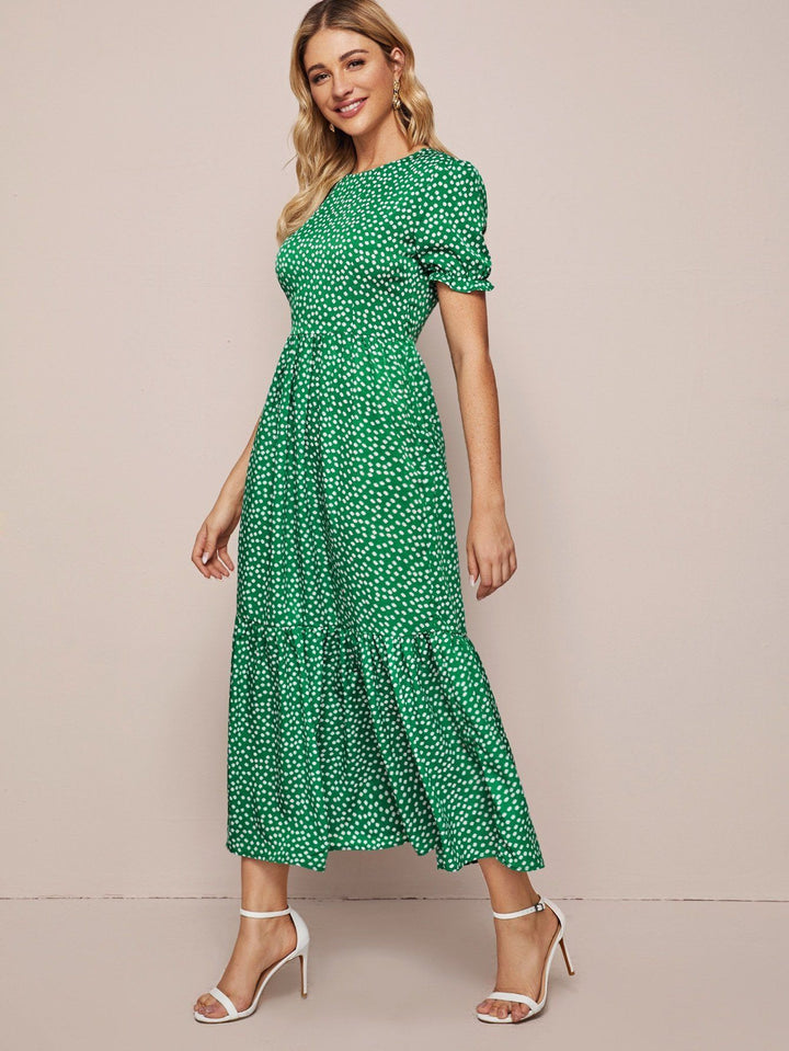 Shein- Ditsy Floral Flounce Hem Dress